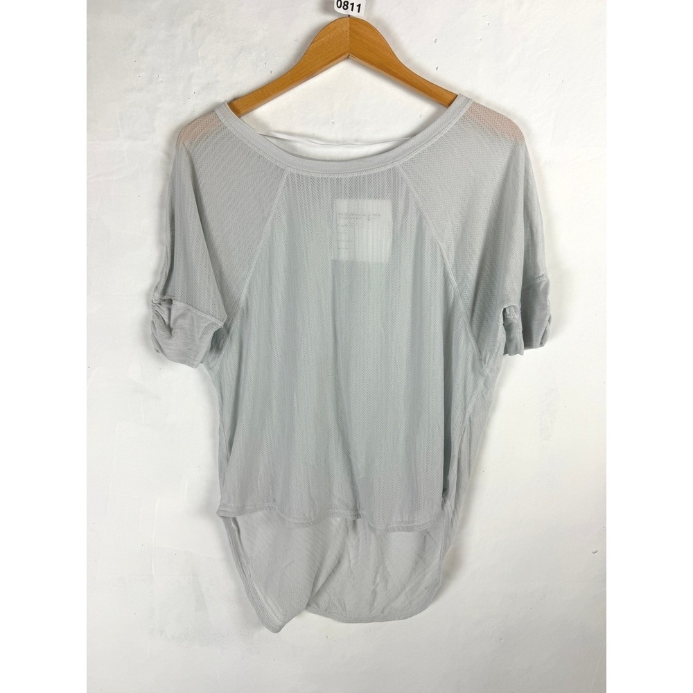 2/$30 Prana Gray Short Sleeve Pointelle Knit High Low Activewear Top Medium